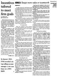 Business First article titled “Incentives tailored to meet firm goals,” highlighting Fiber Network Solutions President and CEO David J. Koch’s employee incentive programs, teamwork, leadership philosophy, sales innovation, and performance-based corporate culture.