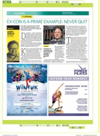 Metro New York newspaper feature titled “EX-CON IS A PRIME EXAMPLE: NEVER QUIT,” profiling David J. Koch’s journey from incarceration to corporate pilot, President and CEO of Fiber Network Solutions, and nationally recognized prisoner reentry advocate. 