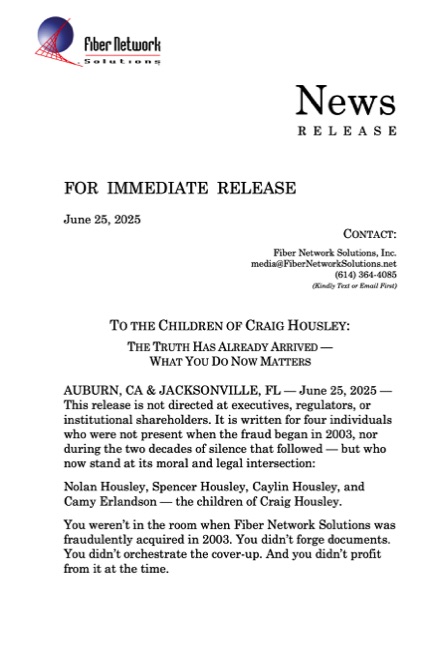 TO THE CHILDREN OF CRAIG HOUSLEY THE TRUTH HAS ALREADY ARRIVED — WHAT YOU DO NOW MATTERS